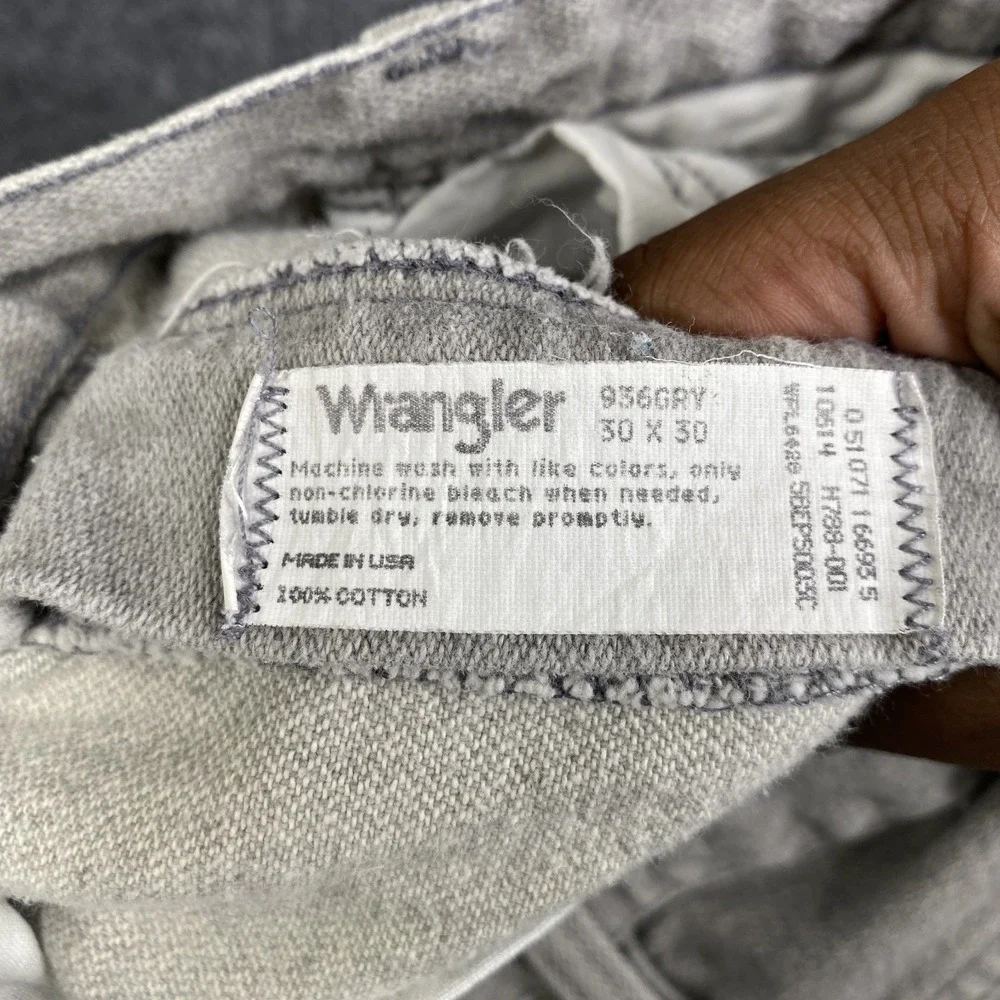 Vintage Wrangler Jeans Mens 30x30 Gray Straight Leg Light Wash Denim USA 9366GRY